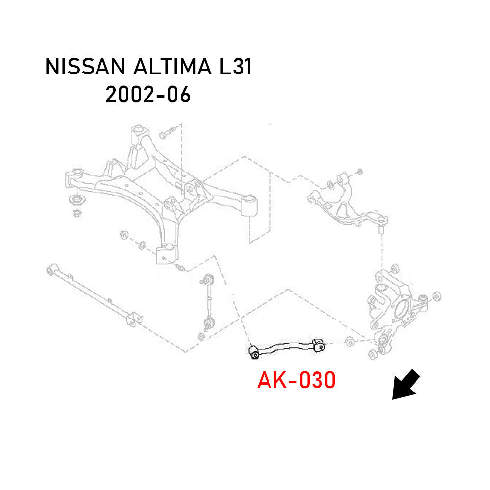 Godspeed Nissan Altima (L31) 2002-06 Adjustable Toe Rear Trailing Arms