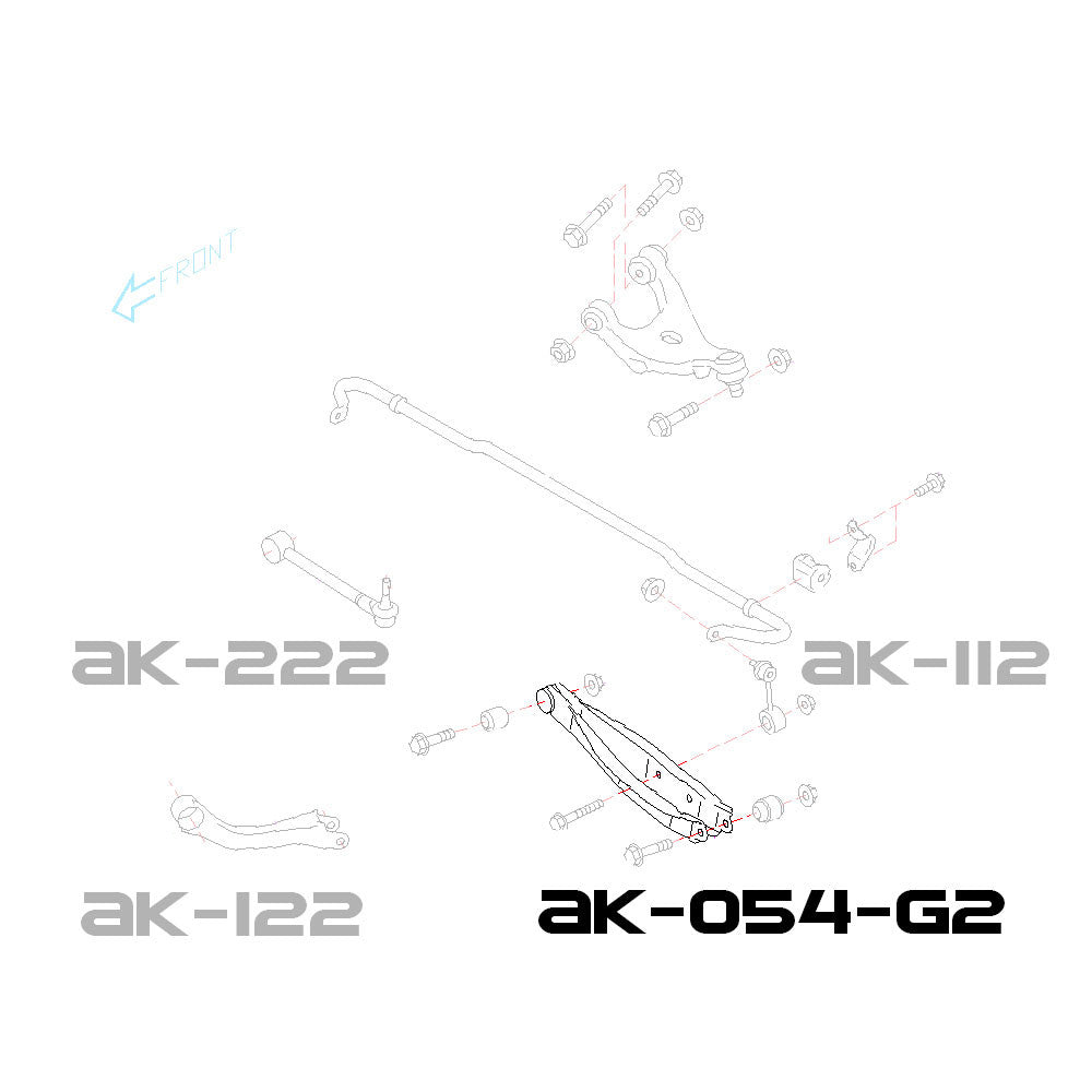 Godspeed Subaru Impreza (GE/GH/GR/GV/GP/GJ/GK/GT) 2008-22 Gen2 Adjustable Rear Lower Control Arms With Spherical Bearings