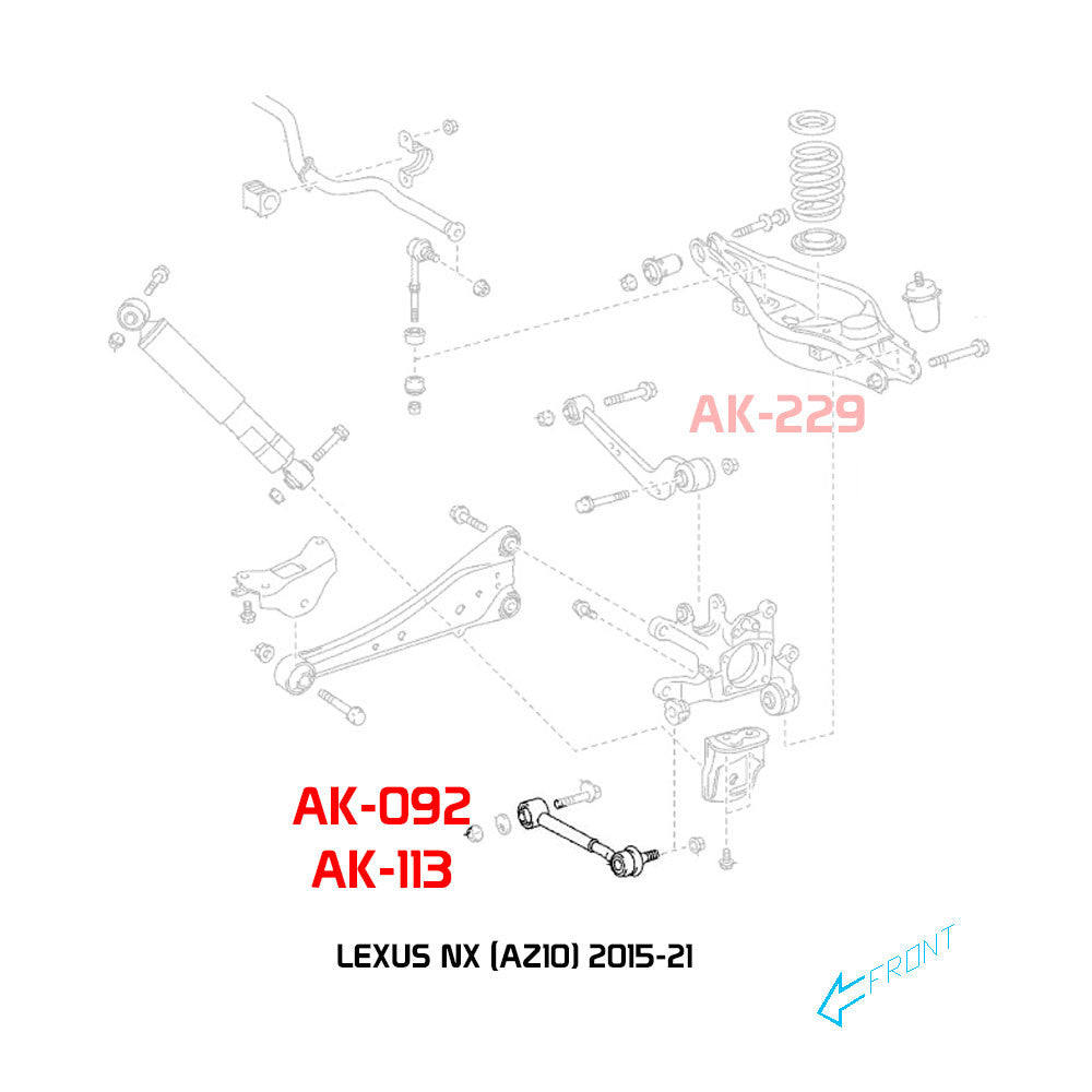 Godspeed Lexus NX (AZ10) 2015-21 Adjustable Rear Arms With Spherical Bearings