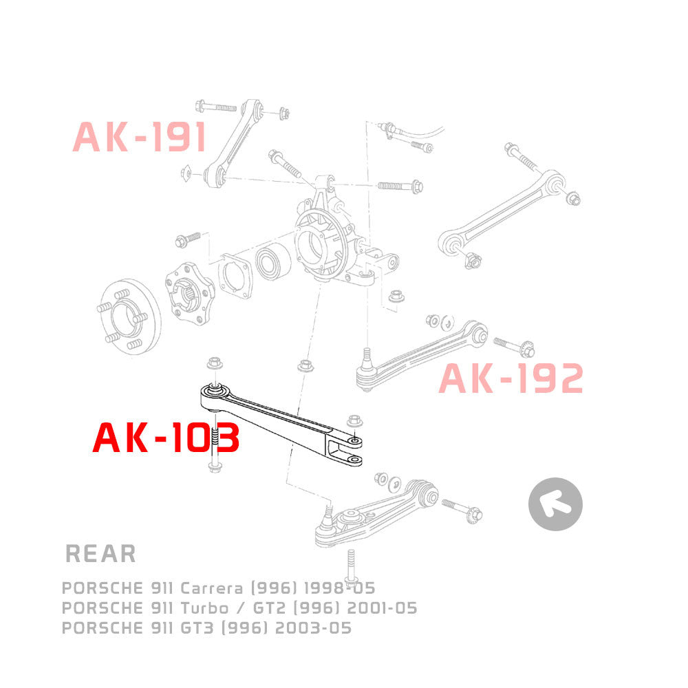 Godspeed Porsche 911 (996) 1998-04 Adjustable Caster Arms With Spherical Bearings