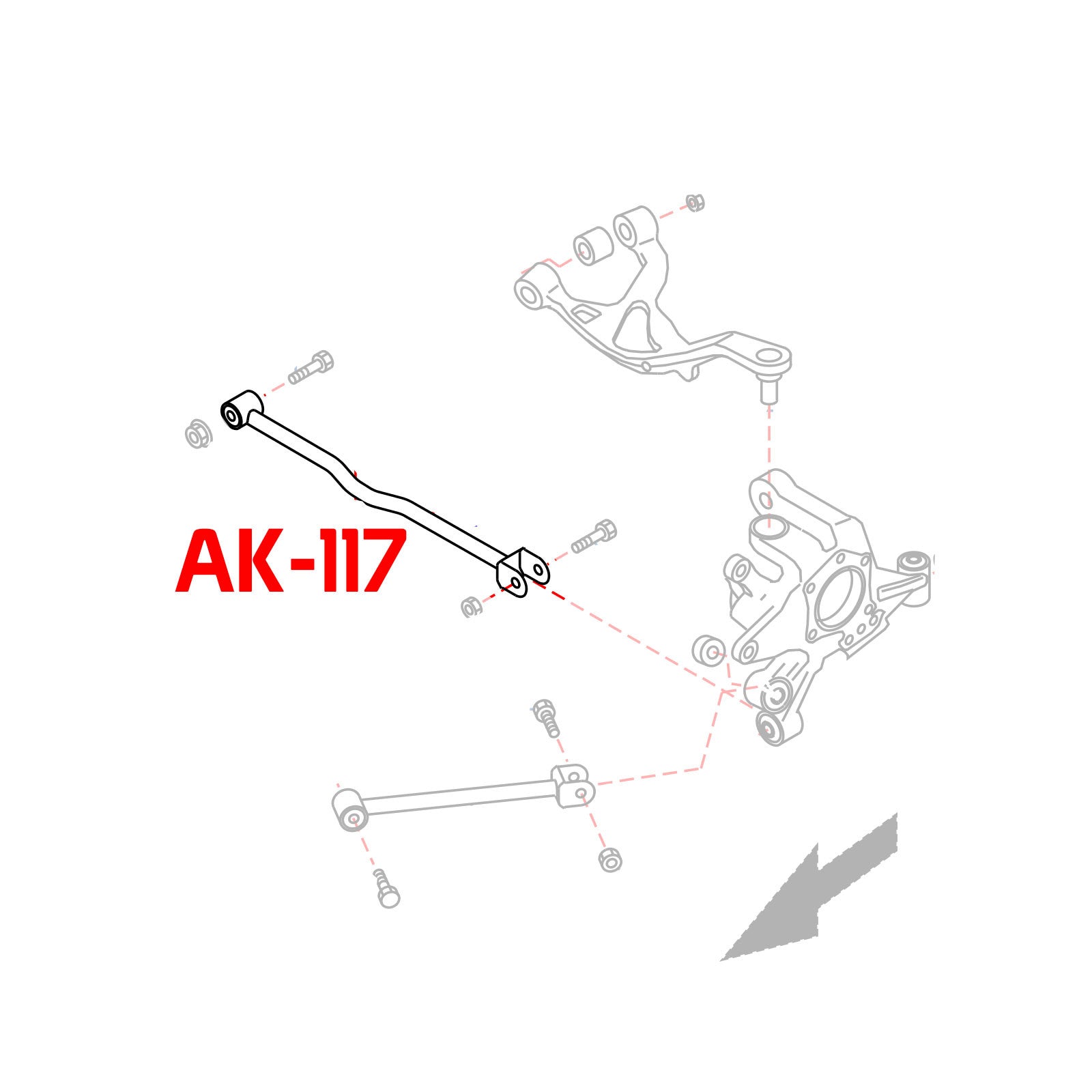 Godspeed Nissan Altima Sedan (L32) 2007-12 Adjustable Toe Rear Arms With Spherical Bushings