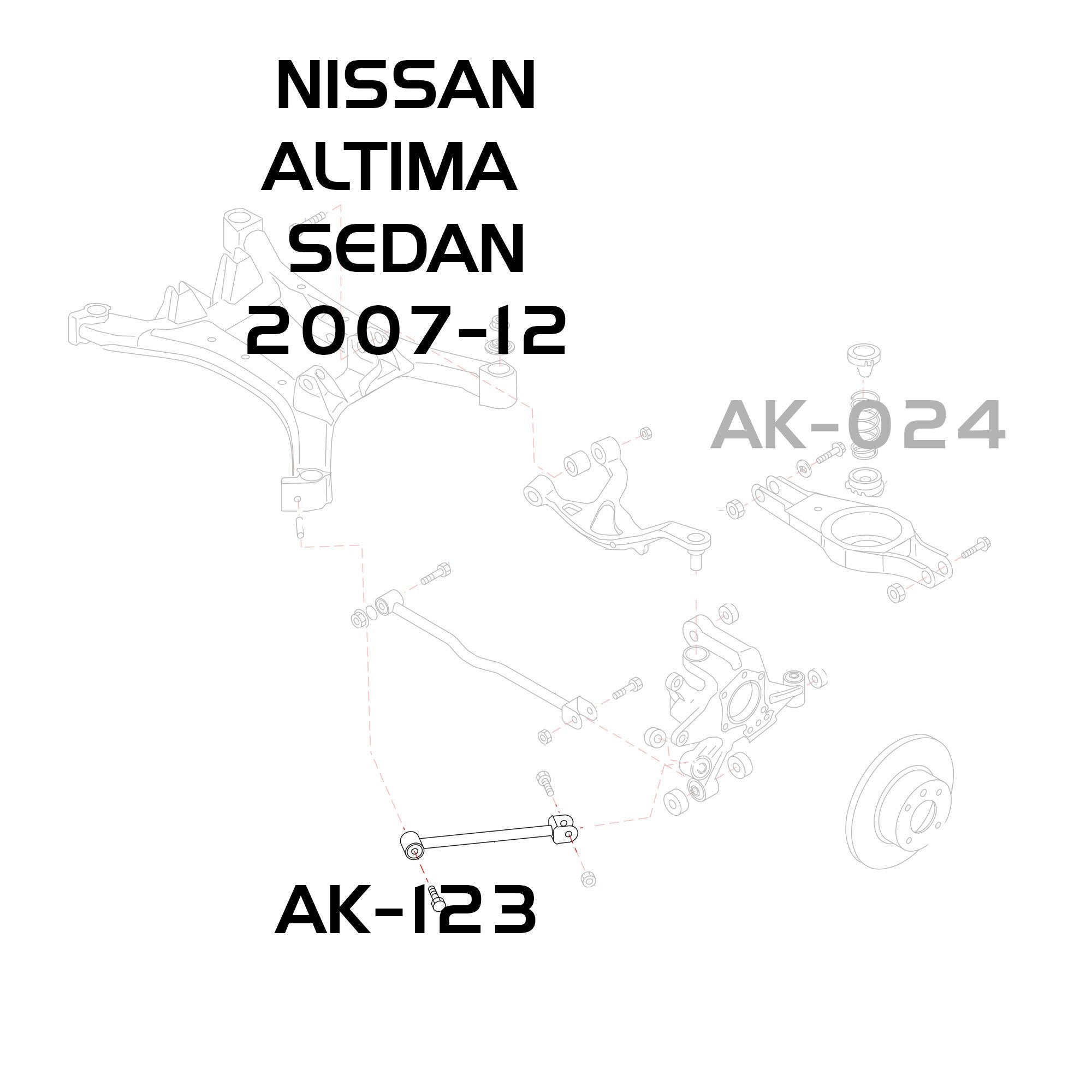 Godspeed Nissan Altima Sedan (L32) 2007-12 Adjustable Toe Rear Trailing Arms