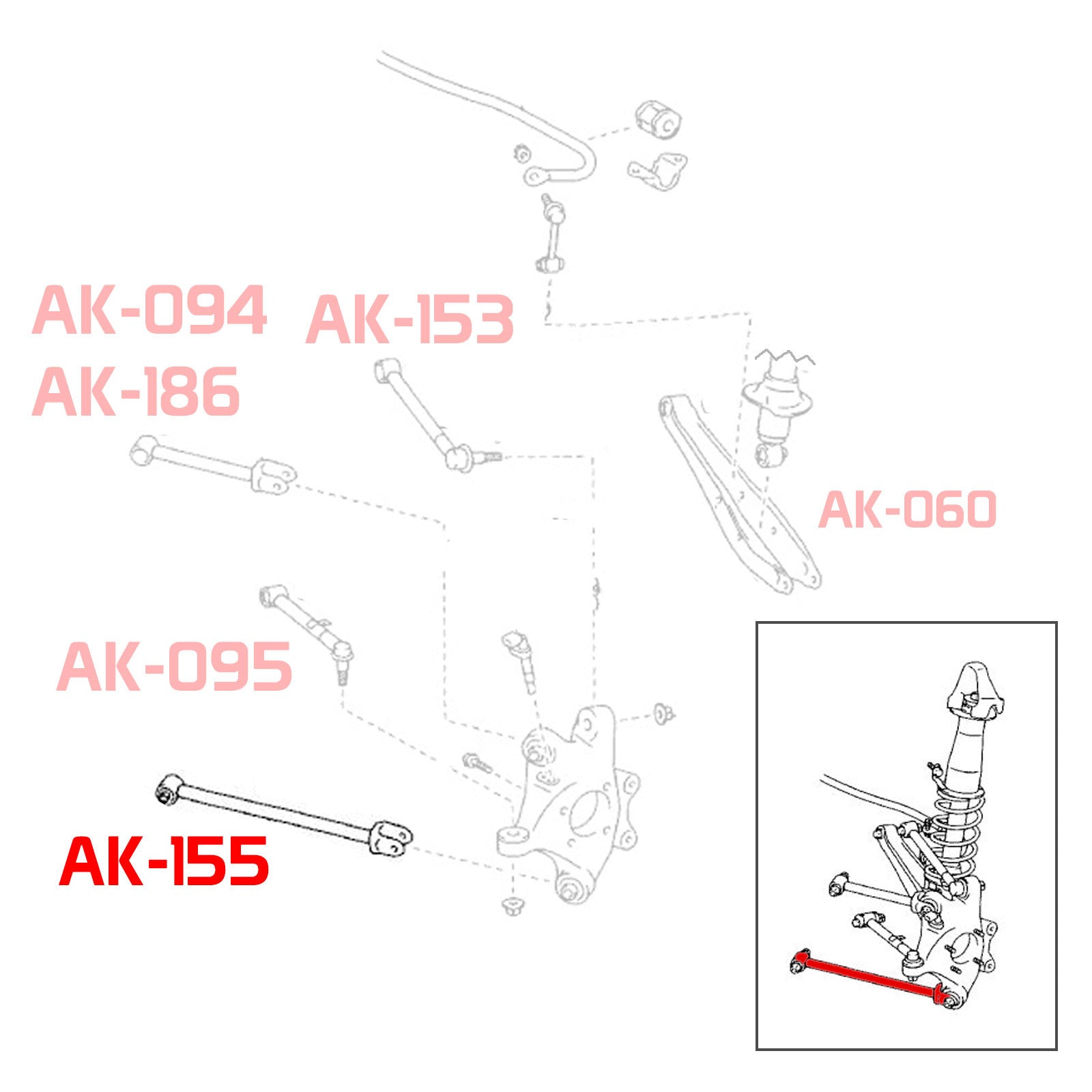 Godspeed Lexus IS F (XE20) 2008-14 Adjustable Toe Rear Lower Forward Lateral Arms With Spherical Bearings