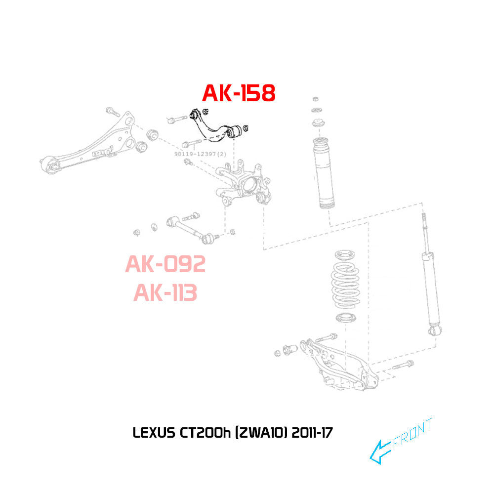 Godspeed Lexus CT200h (ZWA10) 2011-17 Adjustable Rear Arms With Spherical Bearings