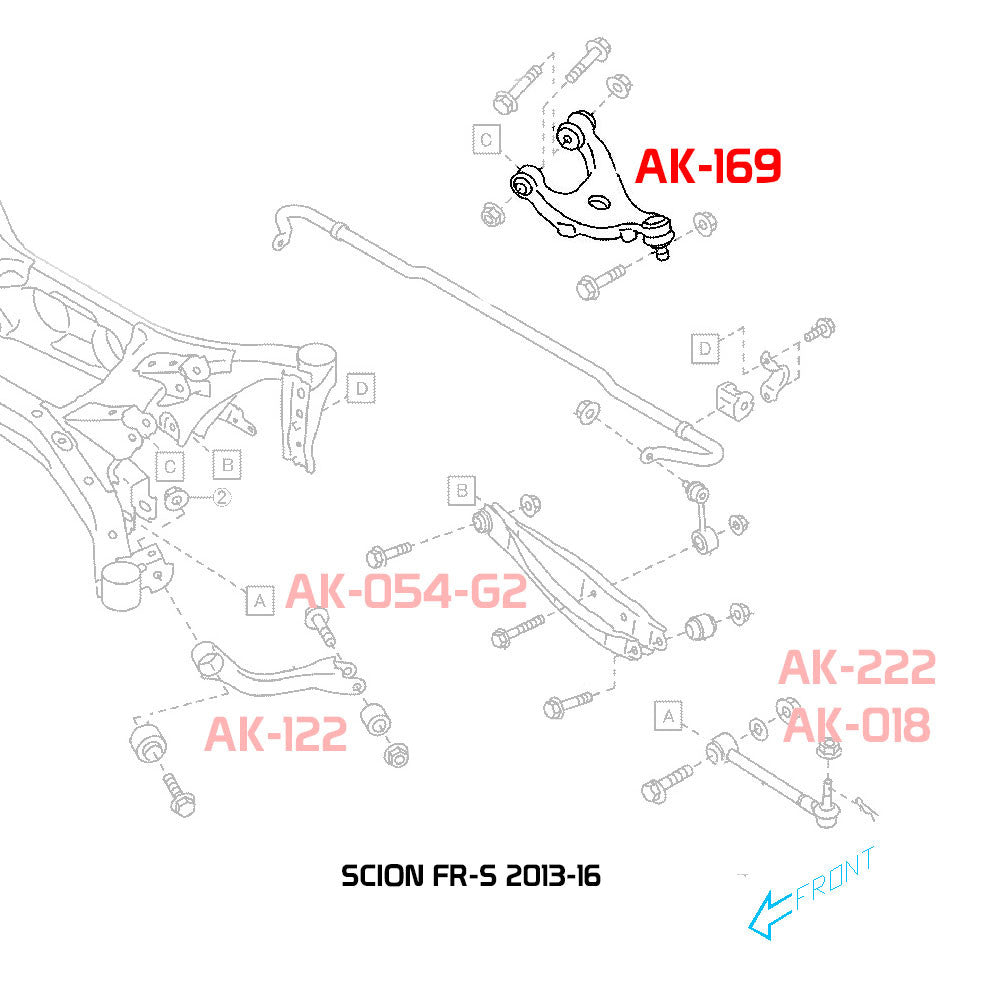 Godspeed Scion FR-S (ZN6) 2013-16 Adjustable Rear Upper Camber Arms With Ball Joints