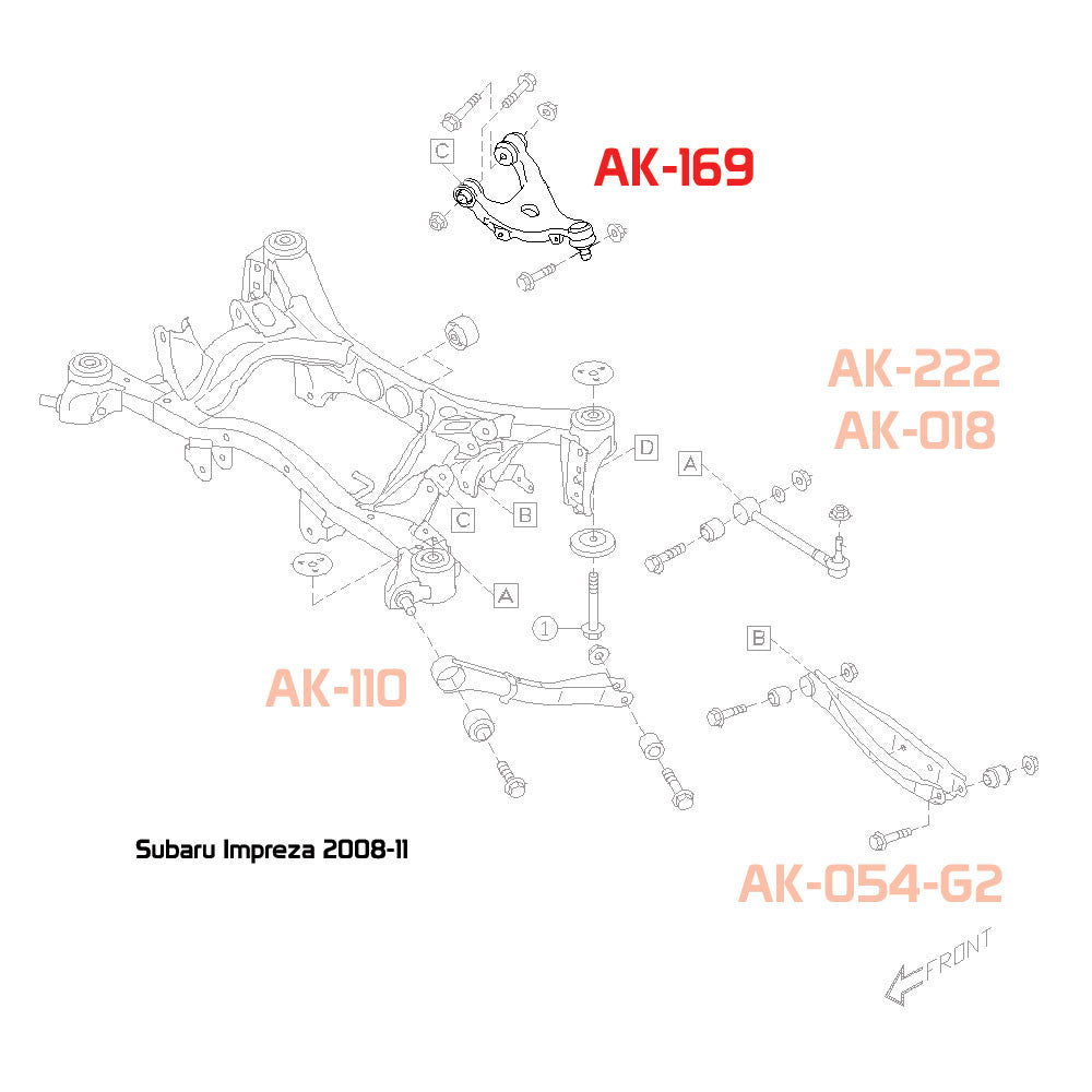 Godspeed Subaru Impreza (GE/GH/GJ/GP/GK/GT) Adjustable Rear Upper Camber Arms With Ball Joints