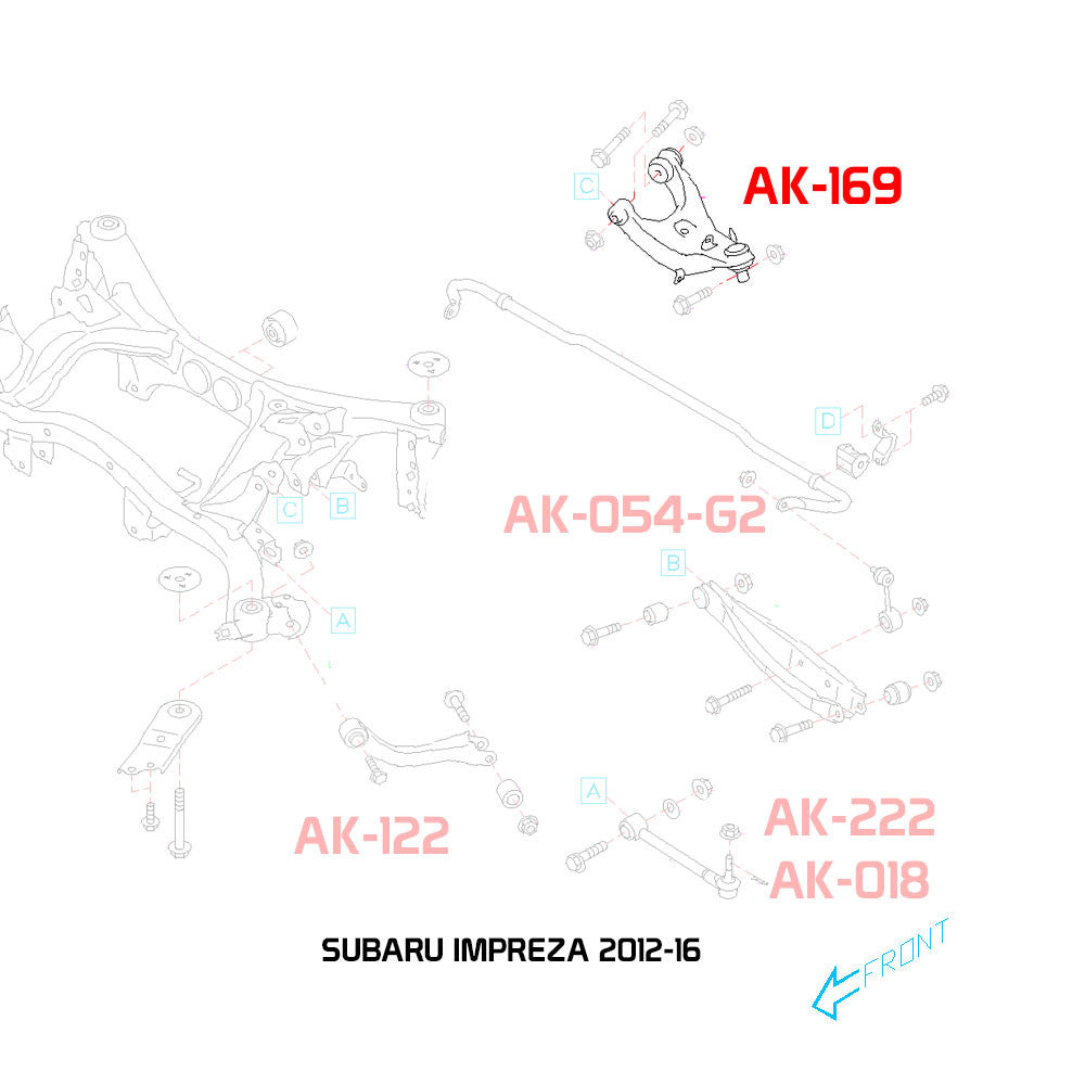 Godspeed Subaru Impreza (GE/GH/GJ/GP/GK/GT) Adjustable Rear Upper Camber Arms With Ball Joints