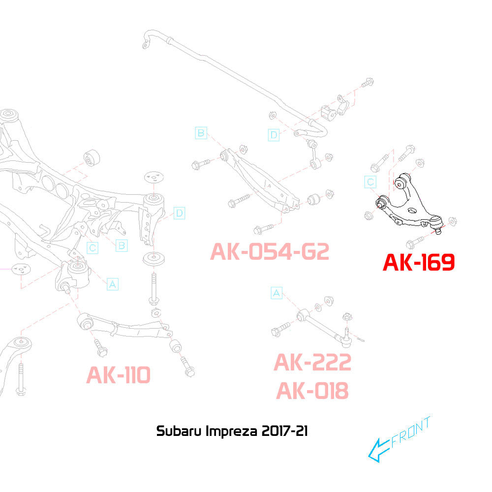 Godspeed Subaru Impreza (GE/GH/GJ/GP/GK/GT) Adjustable Rear Upper Camber Arms With Ball Joints