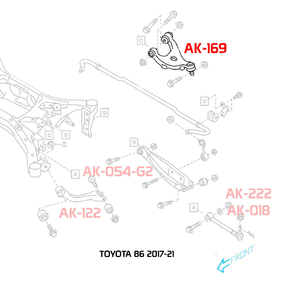 Godspeed Toyota 86 (ZN6) 2017-21 Adjustable Rear Upper Camber Arms With Ball Joints