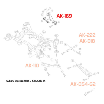 Godspeed Subaru Impreza WRX/WRX STI (GR/GV) 2008-14 Adjustable Rear Upper Camber Arms With Ball Joints