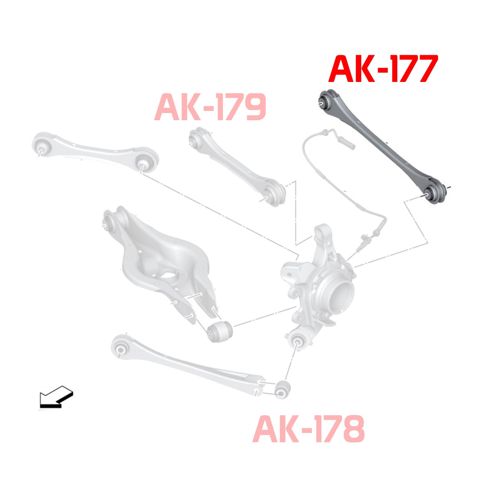 Godspeed BMW 1-Series (F20/F21) 2011-17 Adjustable Rear Arms With Spherical Bearings