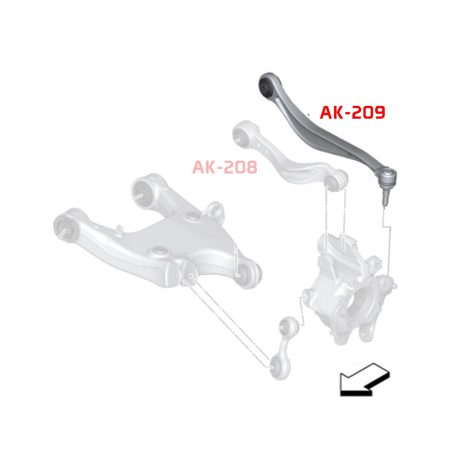 Godspeed BMW 5-Series Sedan (F10) 2011-16 Adjustable Toe Rear Arms With Ball Joints