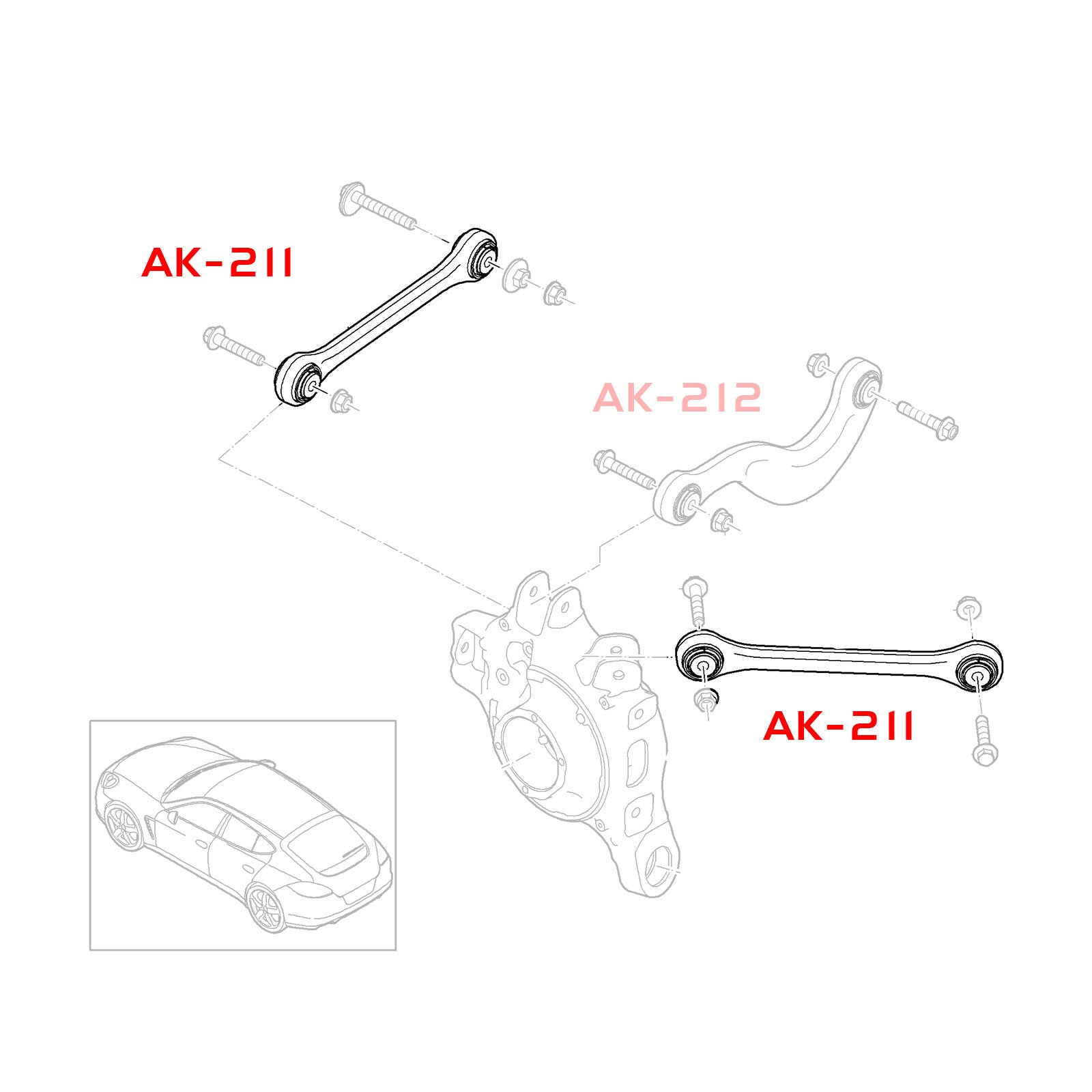 Godspeed Porsche Panamera (970/971) Adjustable Arms With Spherical Bearing