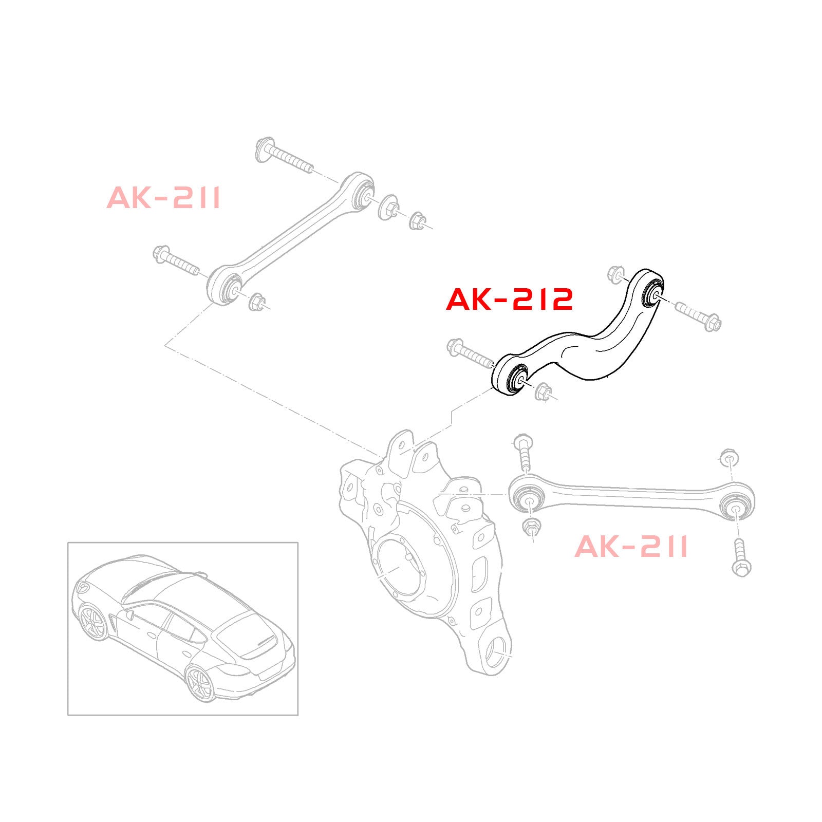 Godspeed Porsche Panamera (970/971) Adjustable Arms With Spherical Bearing