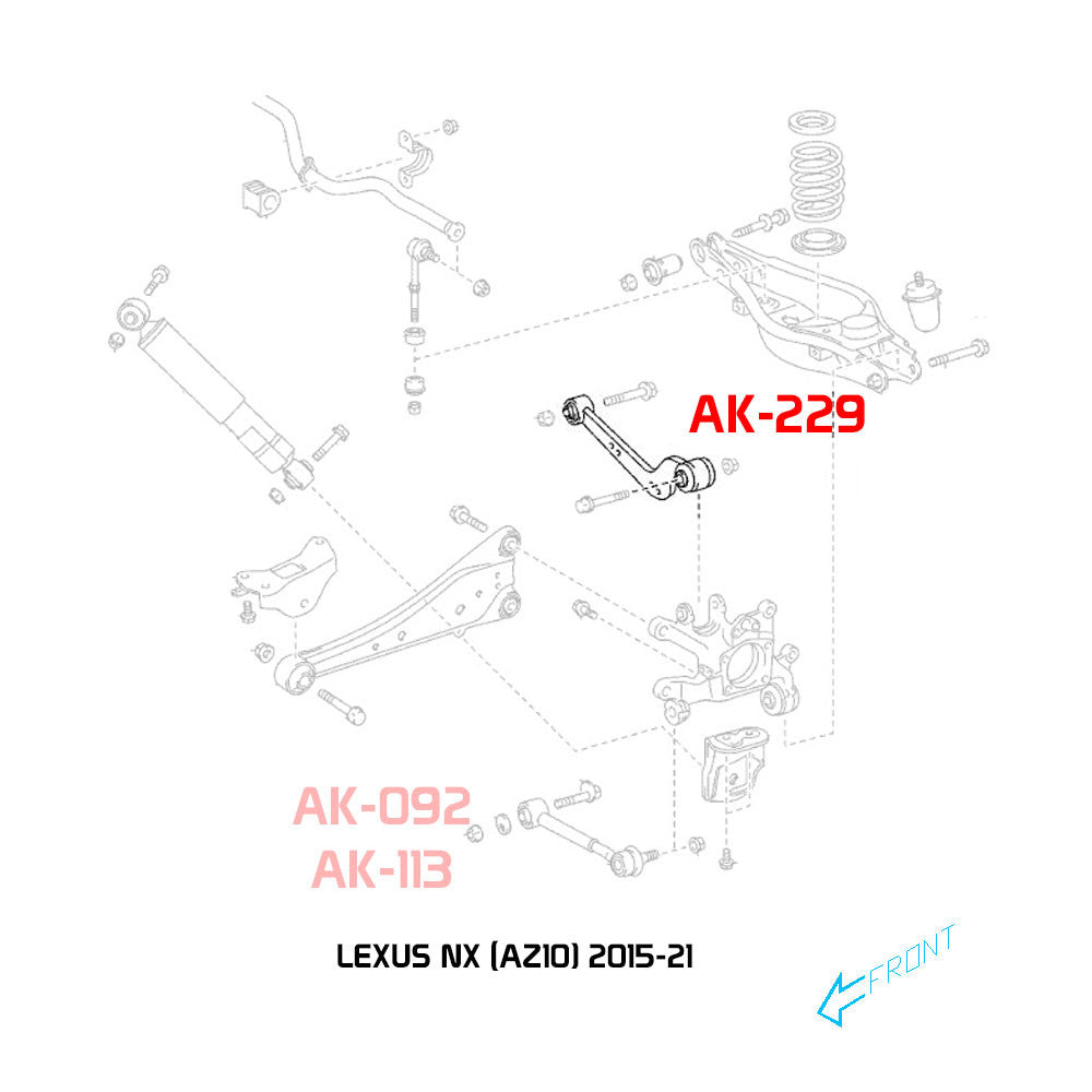 Godspeed Lexus NX (AZ10) 2015-21 Adjustable Rear Arms With Spherical Bearings