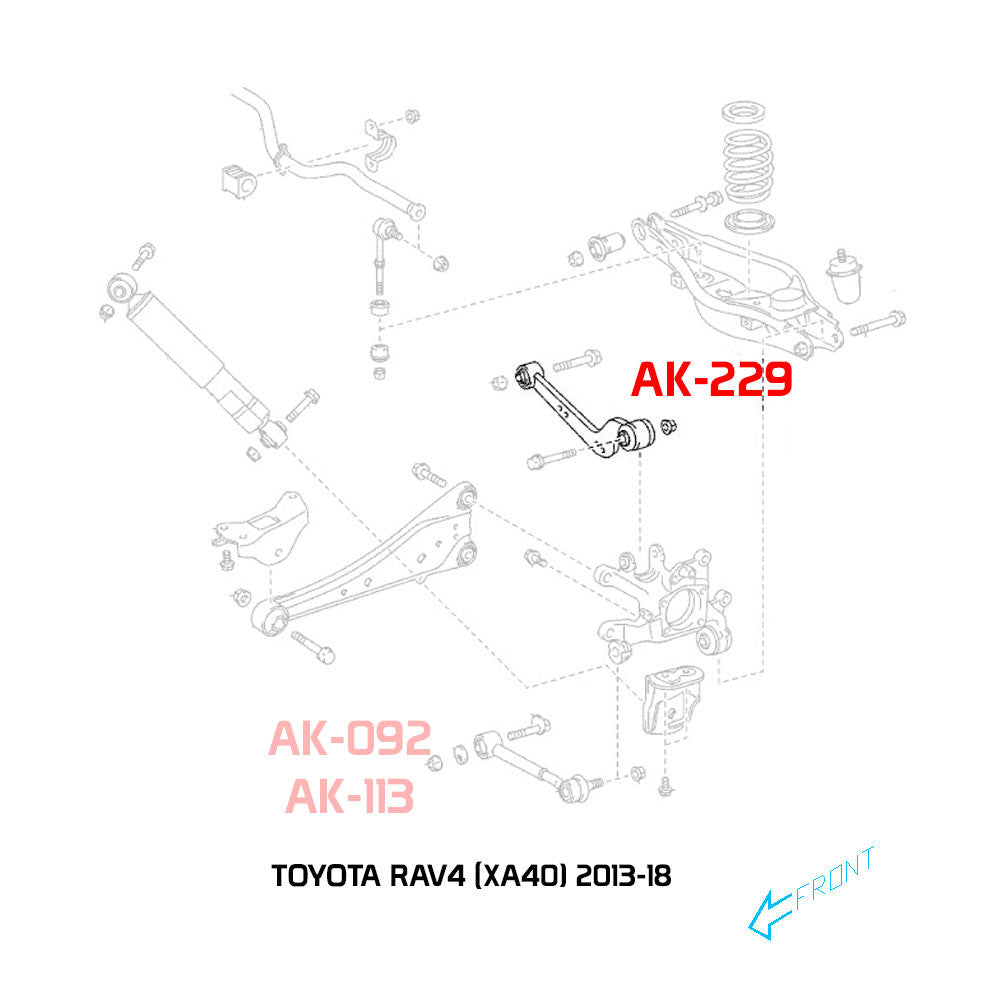 Godspeed Toyota RAV4 (XA40) 2013-18 Adjustable Rear Arms With Spherical Bearings