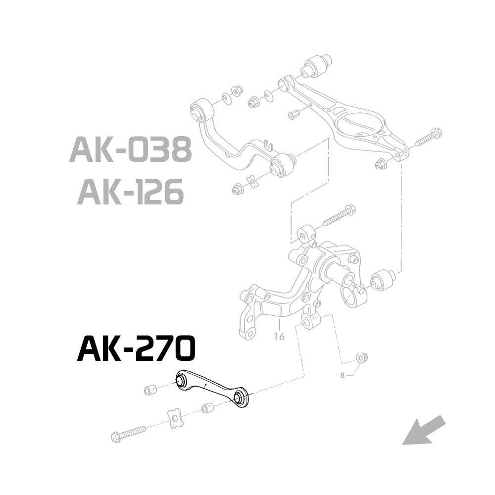 Godspeed Volkswagen R32 (MK6) 2008 Adjustable Rear Toe Arms With Spherical Bearings