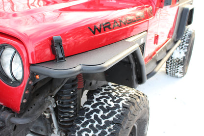 Fishbone Offroad 97-06 Jeep Wrangler TJ Steel Tube Fenders Front 3In Flare - Blk Textured Powdercoat FB23029F FB23029F Photo - lifestyle view