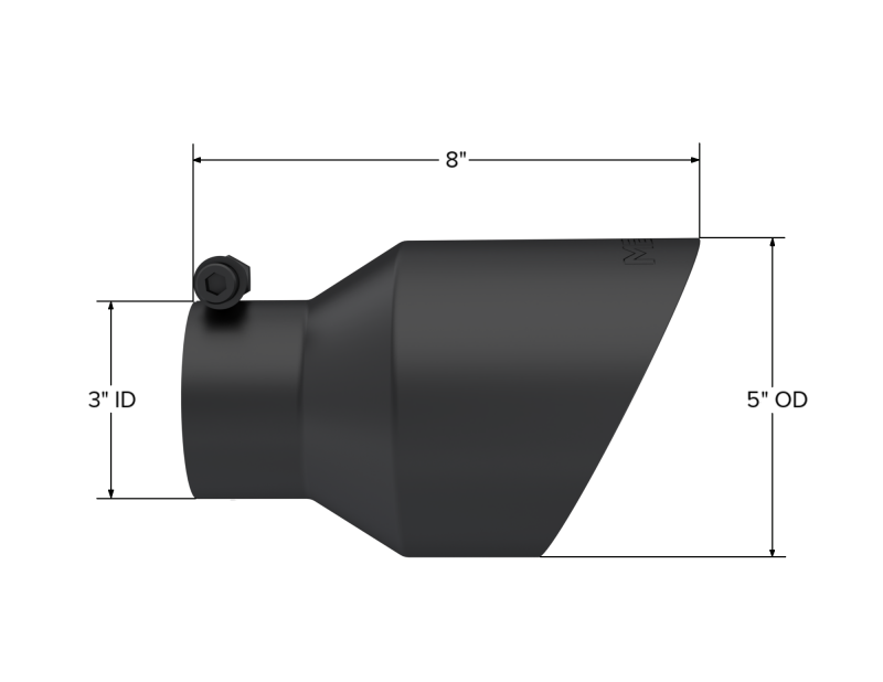MBRP Universal 3in Hex Tip 5in Inlet 8in Length Dual Wall Exhaust Tip - Black Coated T5187BLK T5187BLK Line Art