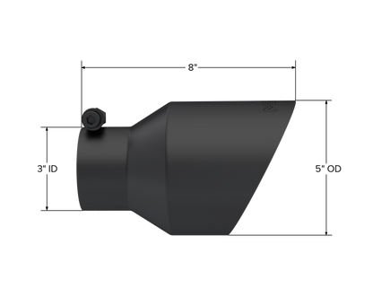 MBRP Universal 3in Hex Tip 5in Inlet 8in Length Dual Wall Exhaust Tip - Black Coated T5187BLK T5187BLK Line Art
