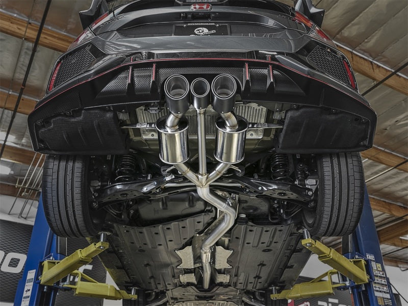 aFe Takeda 3in 304 Stainless Steel Cat-Back Exhaust System w/ Carbon Fiber 49-36616-C Photo - Mounted
