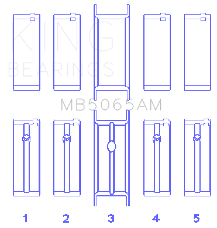 King Engine Bearings King Chrysler/Mitsubishi 122ci 2.0L (Size STD) Main Bearing Set MB5065AM MB5065AM Photo - Primary