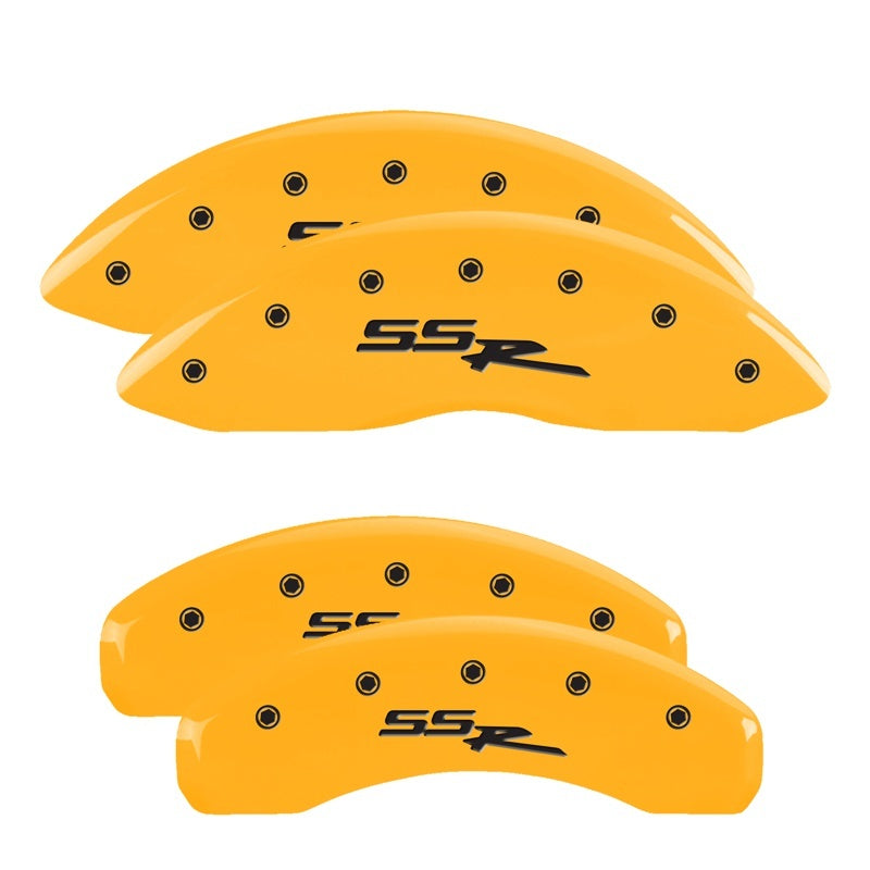 MGP 4 Caliper Covers Engraved Front & Rear Ssr Yellow Finish Black Char 2008 Chevrolet Trailblazer 14030SSSRYL 14030SSSRYL Photo - Primary