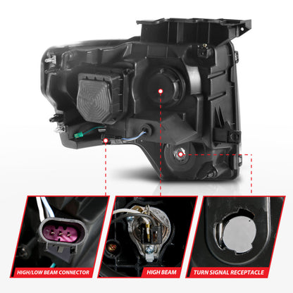 ANZO 2009-2014 Ford F-150 Projector Light Bar H.L Black Amber 111443 111443 User 4