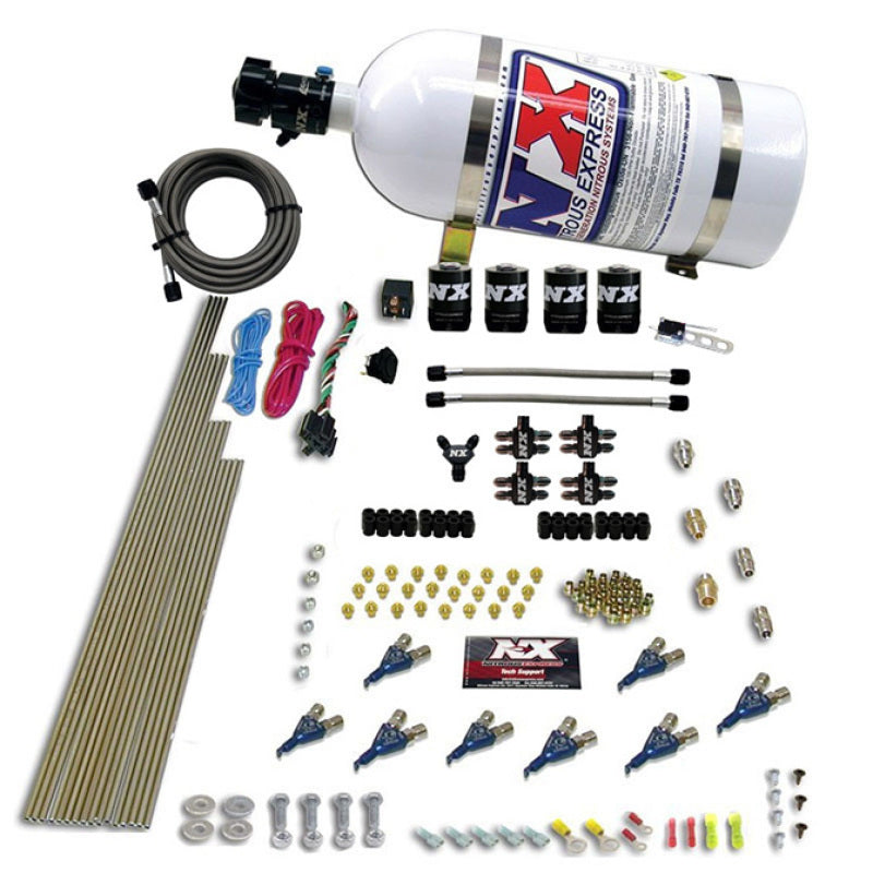 Nitrous Express 8 Cyl Piranha Direct Port 4 Solenoids Nitrous Kit (200-500HP EFI Jets) w/10lb Bottle 80001EFI-10 80001EFI-10 Photo - Primary