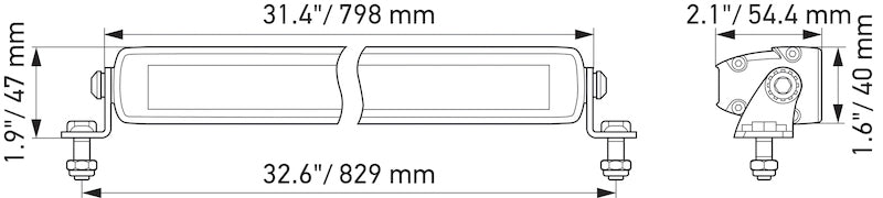 Hella Universal Black Magic 32in Thin Light Bar - Driving Beam 358176311 358176311 Technical Drawing