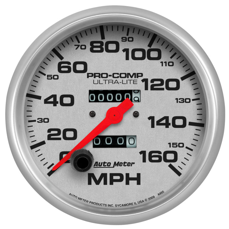 Autometer Gauge, Speedometer, 5", 160MPH, Mechanical, Ultra-Lite 4495 Photo - Primary