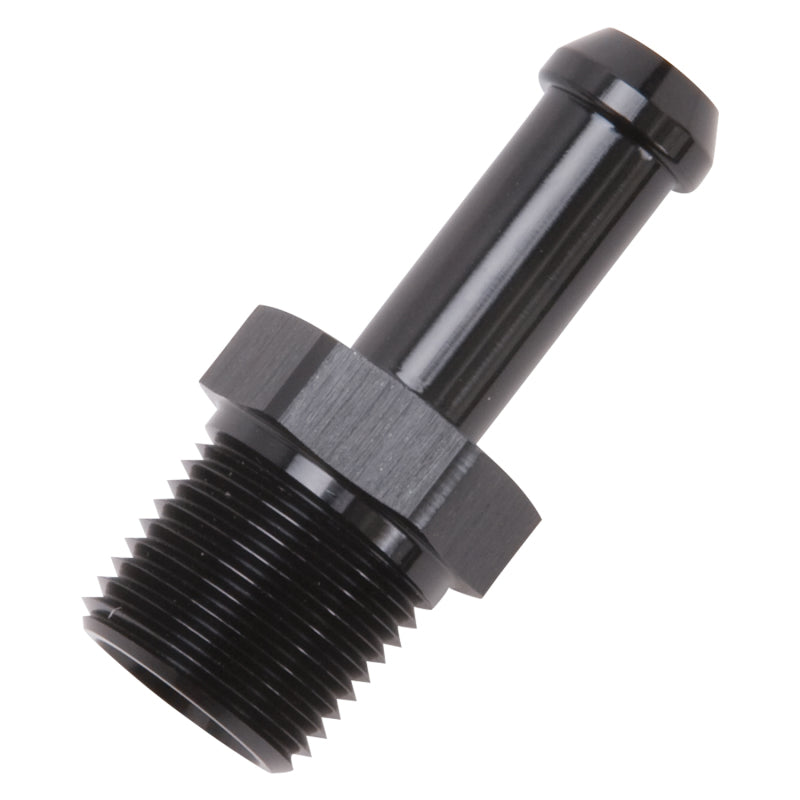 Edelbrock Hose End, Straight, 3/8" NPT to 3/8" Barb, Black Anodize 8117 Photo - out of package