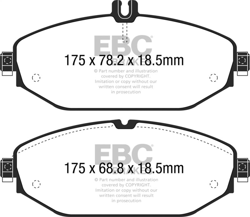 EBC 15+ Mercedes-Benz C300 (W205) 2.0 Turbo Ultimax2 Front Brake Pads UD1794 UD1794 Photo - Primary