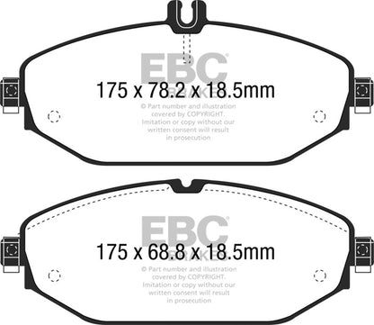 EBC 15+ Mercedes-Benz C300 (W205) 2.0 Turbo Ultimax2 Front Brake Pads UD1794 UD1794 Photo - Primary