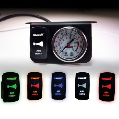 Kleinn Air Horns Kleinn Panel Mounted 160 PSI Gauge w/ an Illuminated WHITE Momentary Rocker Switch 1303W 1303W Photo - Primary