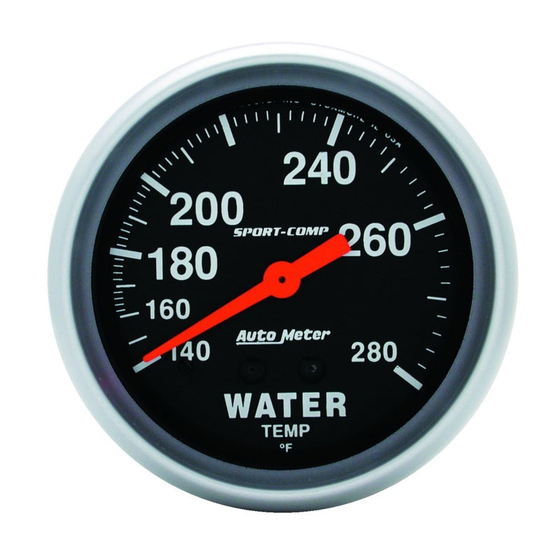 Autometer Gauge, Water Temp, 2 5/8", 140-280 Deg F, Mechanical, Sport-Comp 3431 Photo - Primary