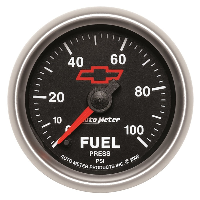 Autometer 2-1/16" Fuel Pressure, 0-100 PSI, Chevy Red Bowtie 3663-00406 Photo - Primary
