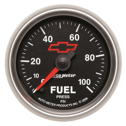Autometer 2-1/16" Fuel Pressure, 0-100 PSI, Chevy Red Bowtie 3663-00406 Photo - Primary