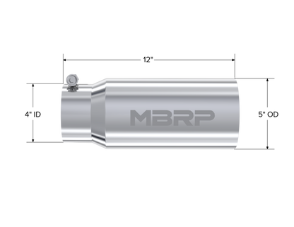 MBRP Universal Tip 5 O.D. Dual Wall Straight 4 inlet 12 length T5049 Photo - Close Up