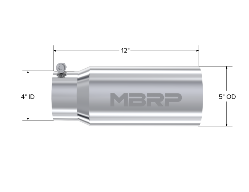 MBRP Universal Tip 5 O.D. Dual Wall Straight 4 inlet 12 length T5049 Photo - Close Up