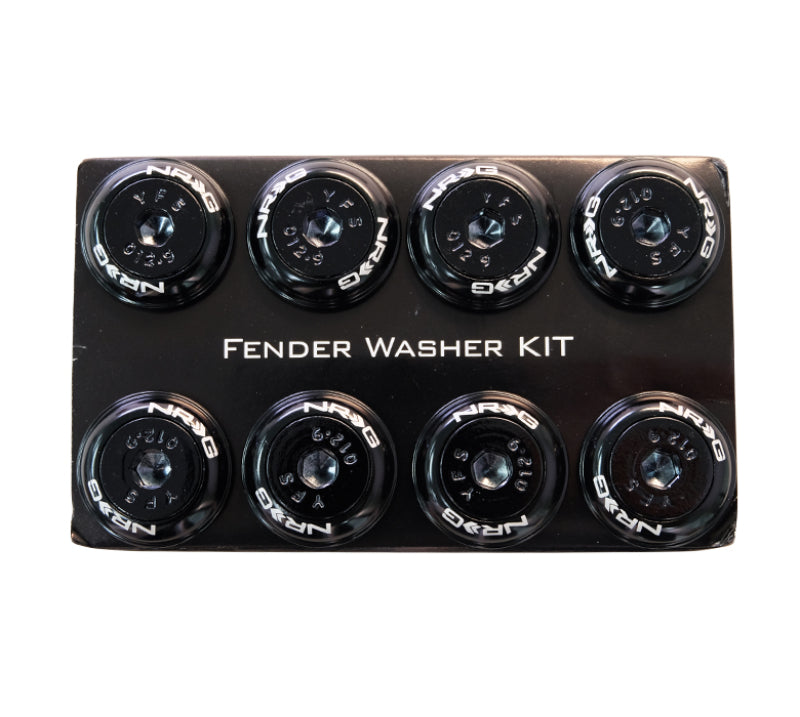 NRG Fender Washer Kit, Set of 8, Black w/ Color Matched Bolts, Rivets FW-800BK Photo - Primary