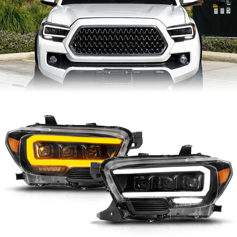 ANZO 16-22 Toyota Tacoma LED Projector Headlights w/ Light Bar Sequential Black Housing w/Initiation 111563 111563 Photo - Primary