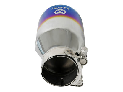 aFe Takeda 304 Stainless Steel Clamp-On Exhaust Tip 2.5in Inlet / 4in Outlet - Blue Flame 49T25404-L07 49T25404-L07 Photo - Unmounted