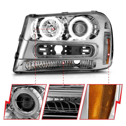 ANZO 02-09 Chevrolet Trailblazer Projector Headlights w/ Halo Chrome Housing (Non-LT Models) 111573 111573 User 1