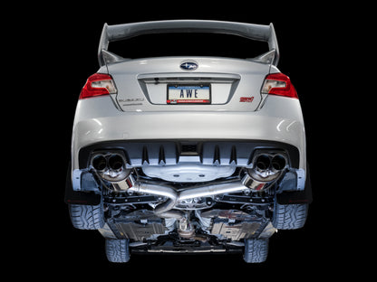 AWE Tuning Subaru STI VA / WRX GV / STI GV Sedan Touring Edition Exhaust - Diamond Black Tip (102mm) 3015-43108 3015-43108 Photo - Mounted