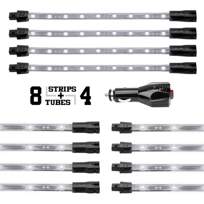 XKGLOW XK Glow Strip Single Color Underglow LED Accent Light Car/Truck Kit White - 8x24In Tube + 4x8In XK041005-W XK041005-W User 1