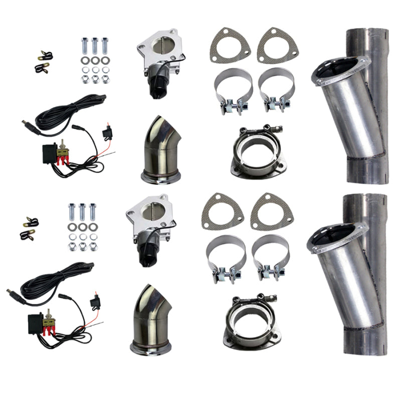 Granatelli Motor Sports Granatelli 2.5in Aluminized Mild Steel Electronic Dual Exhaust Cutout w/Slip Fit & Band Clamp 303525D 303525D Photo - Primary