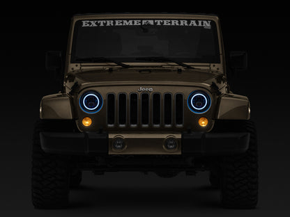 Raxiom 97-18 Jeep Wrangler TJ/JK Axial 7-Inch LED Headlights w/RGB Halo- Blk Hsng (Clear Lens) J142665 J142665 Photo - Close Up