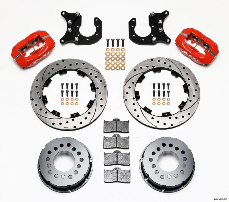 Wilwood Forged Dynalite P/S Rear Kit Drilled Red Ford 8.8 w/2.5in Offset-5 Lug 140-3018-DR 140-3018-DR Photo - Primary