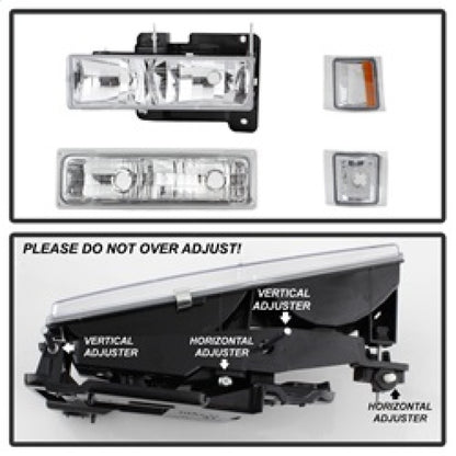SPYDER Xtune Chevy Suburban 94-98 Headlights w/ Corner & Parking Lights 8pcs Chrome HD-JH-CCK88-AM-C-SET 5069535 5069535 Photo - Unmounted
